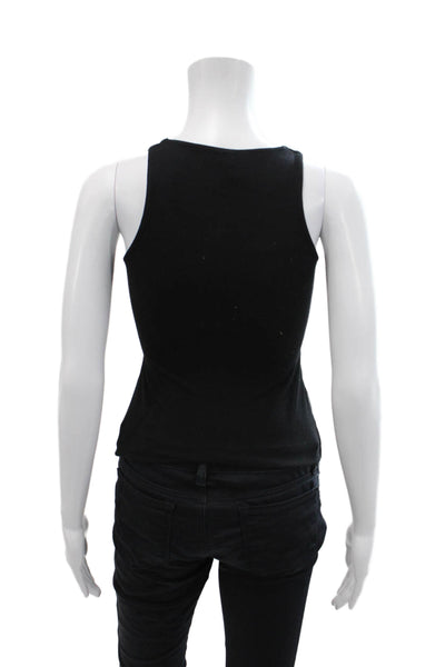Bailey 44 Womens Vegan Leather Scoop Neck Pullover Tank Top Black Size XS