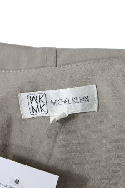 MK Michel Klein Womens Collared 2 Pocket Button Up Mid-Length Vest Beige Size S