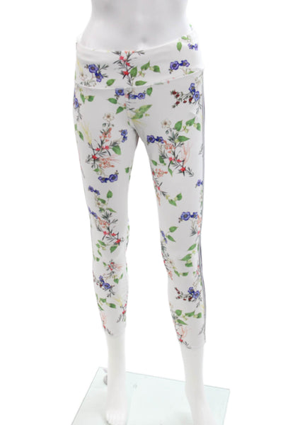 Athleta Womens Stretch Floral Print Mid-Rise Activewear Leggings White Size S