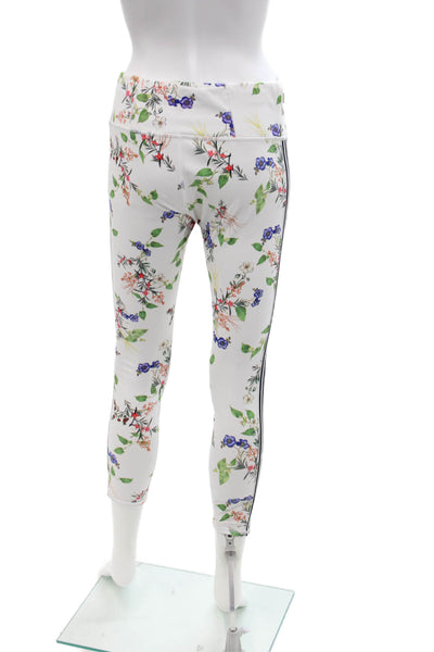 Athleta Womens Stretch Floral Print Mid-Rise Activewear Leggings White Size S