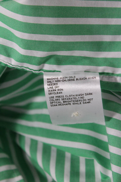 Uniqlo Womens Button Front Collared Striped Shirt Green White Size Small
