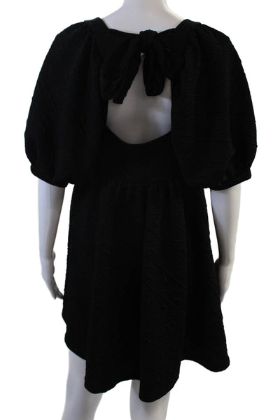 Free People Womens Diamond Print Puffy Sleeves Mini Dress Black Size Small