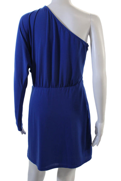 Rachel Zoe Womens Long Sleeves One Shoulder A Line Dress Blue Size Medium