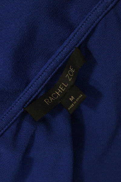 Rachel Zoe Womens Long Sleeves One Shoulder A Line Dress Blue Size Medium