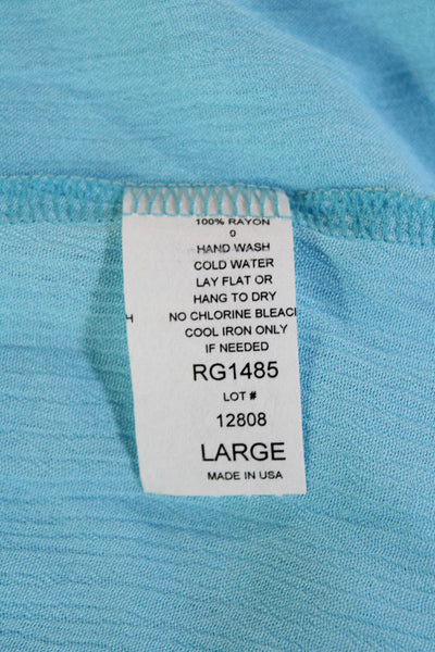 Elan Beach Womens V-neck Short Sleeve Tie Front Mini Dress Blue Size S