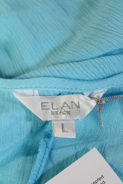 Elan Beach Womens V-neck Short Sleeve Tie Front Mini Dress Blue Size S