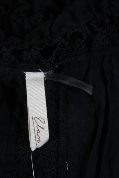 Elan Womens Textured Elastic Waistband Lined Long Maxi Skirt Black Size L