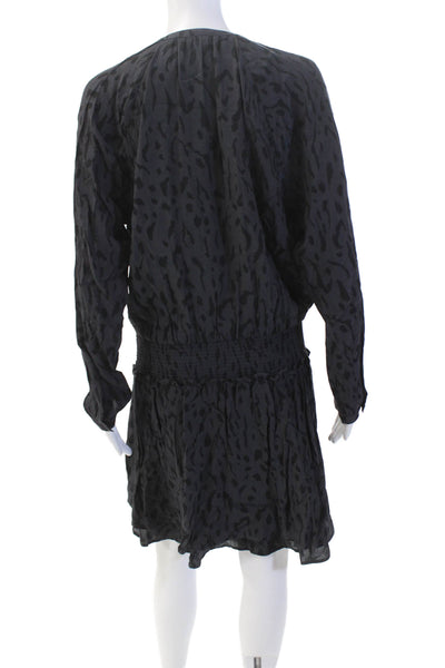 Rails Womens Long Sleeve Button Up Ruched Midi Dress Charcoal Size L