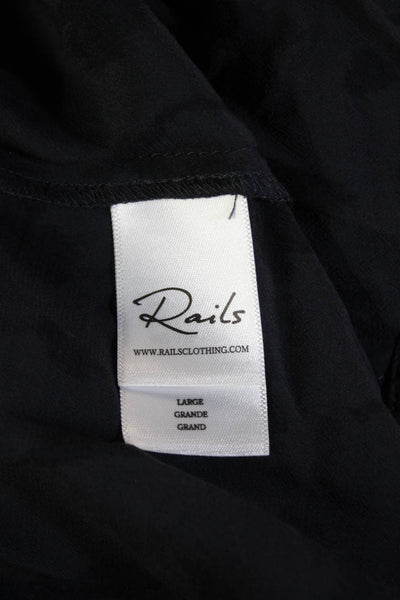 Rails Womens Long Sleeve Button Up Ruched Midi Dress Charcoal Size L