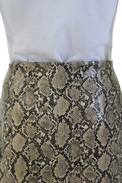 Zara Womens Textured Zip Animal Printed Mini Slit Fitted Skirt Nude Size L