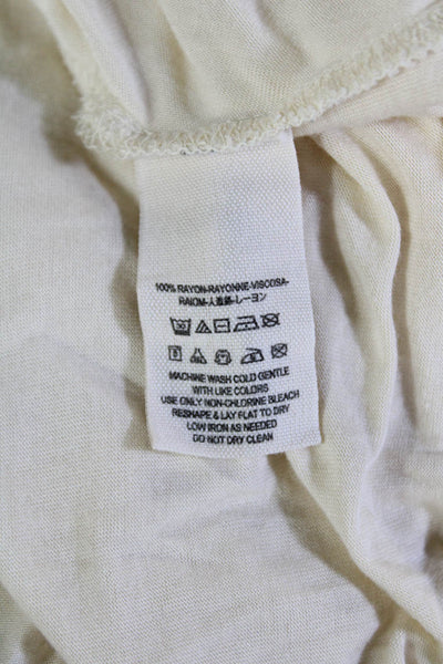 Free People Womens Short Sleeve Scoop Neck Lined Blouse Cream Size S