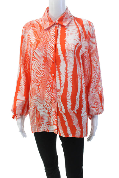 Alexis Womens Long Sleeve V-neck Button Pattern Button Up Top Red Size S