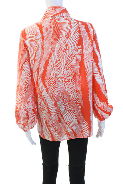 Alexis Womens Long Sleeve V-neck Button Pattern Button Up Top Red Size S