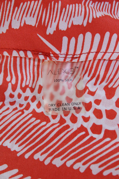 Alexis Womens Long Sleeve V-neck Button Pattern Button Up Top Red Size S