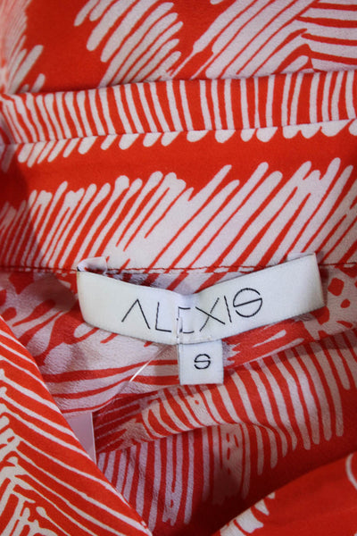 Alexis Womens Long Sleeve V-neck Button Pattern Button Up Top Red Size S