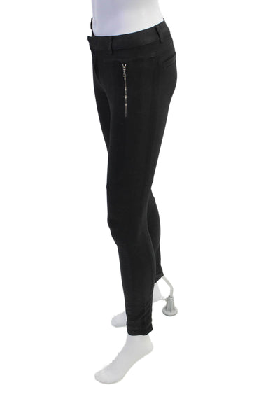 J Brand Womens Low Rise Zippered Detail Skinny Jeans Solid Black Size 0