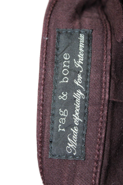 Rag & Bone Womens Cotton Leather Panel Detail Skinny Jeans Wine Red Size 25