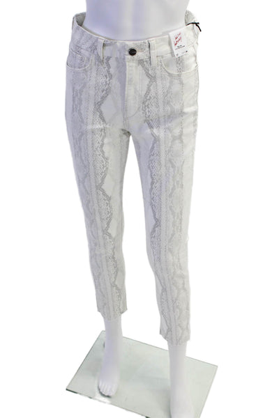 Joes Womens Cotton Snakeskin Print Pocketed High Rise Skinny Jeans White Size 27