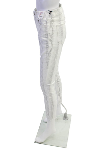 Joes Womens Cotton Snakeskin Print Pocketed High Rise Skinny Jeans White Size 27