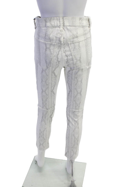 Joes Womens Cotton Snakeskin Print Pocketed High Rise Skinny Jeans White Size 27