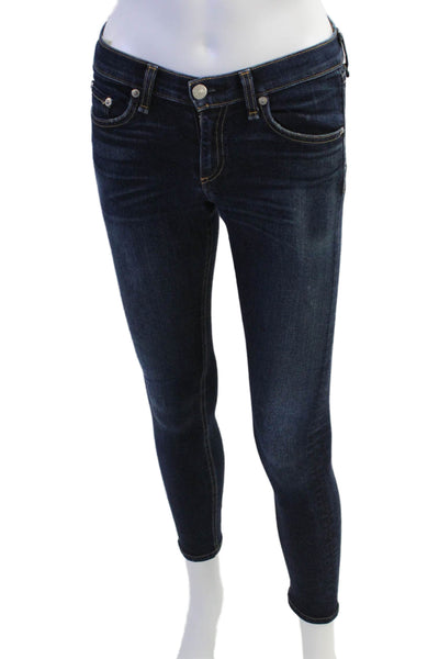 Rag & Bone Jean Womens Cotton Pocketed Skinny Jeans Dark Blue Size 26