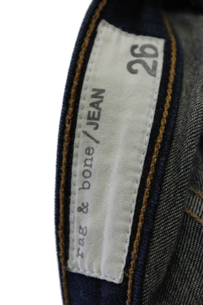 Rag & Bone Jean Womens Cotton Pocketed Skinny Jeans Dark Blue Size 26