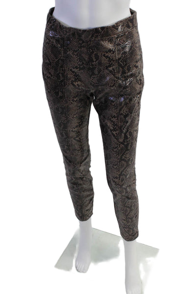 Blank NYC Womens Faux Leather Snake Skin Print Skinny Leg Pants Brown Size 27