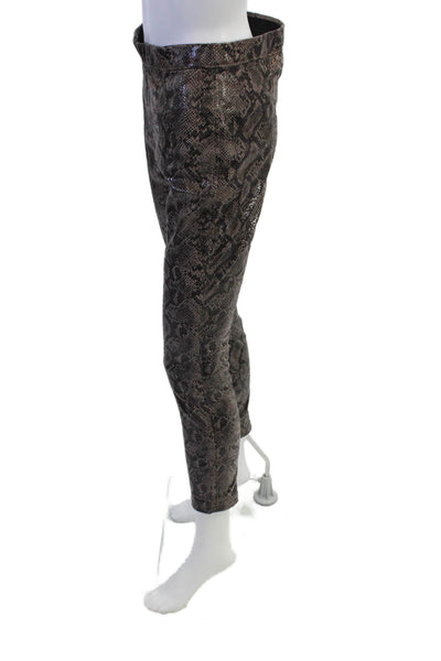 Blank NYC Womens Faux Leather Snake Skin Print Skinny Leg Pants Brown Size 27
