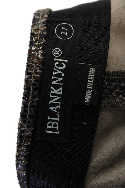 Blank NYC Womens Faux Leather Snake Skin Print Skinny Leg Pants Brown Size 27