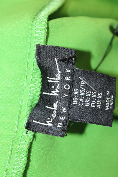 Nicole Miller Pocketed Flat Front Straight Legged Pants Bright Green Size XS