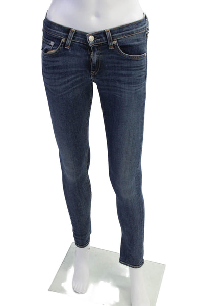 Rag & Bone Jean Womens Cotton Pocketed Low Rise Skinny Jeans Blue Size 25
