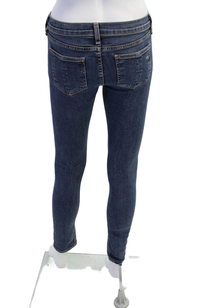 Rag & Bone Jean Womens Cotton Pocketed Low Rise Skinny Jeans Blue Size 25