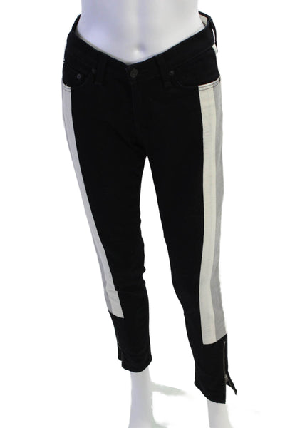 Rag & Bone Jean Womens Cotton Color Block Ankle Zippered Jeans Black Size 26