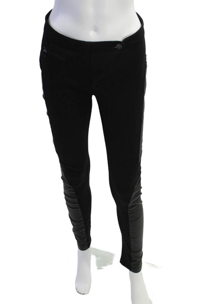 Rag & Bone Womens Cotton Faux Leather Panel Skinny Leg Pants Black Size 26