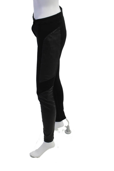 Rag & Bone Womens Cotton Faux Leather Panel Skinny Leg Pants Black Size 26