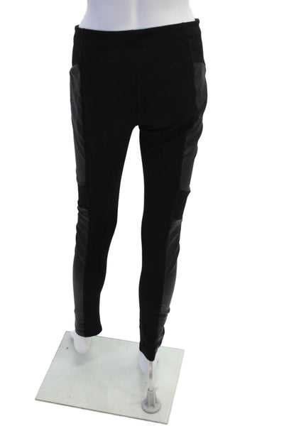 Rag & Bone Womens Cotton Faux Leather Panel Skinny Leg Pants Black Size 26