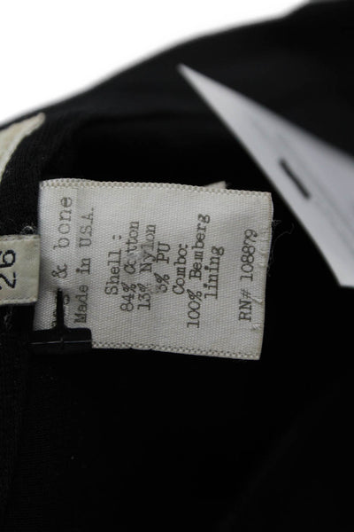 Rag & Bone Womens Cotton Faux Leather Panel Skinny Leg Pants Black Size 26