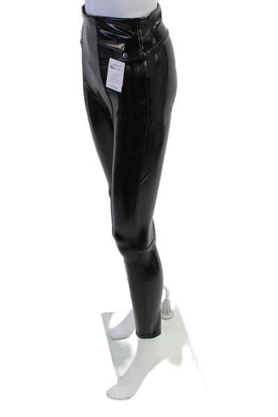 Rag & Bone Womens Cotton Faux Leather Panel Skinny Leg Pants Black Size 26