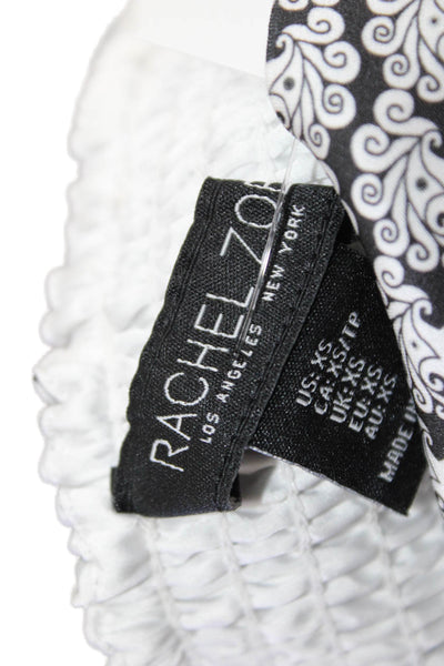 Rachel Zoe Womens Paisley Print Sleeveless Beaded Trim Crop Top White Size XS