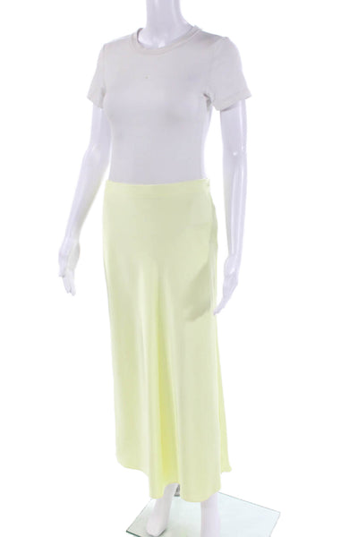 Zara Womens Elastic Waistband Satin Long A Line Skirt Yellow Size Extra Small