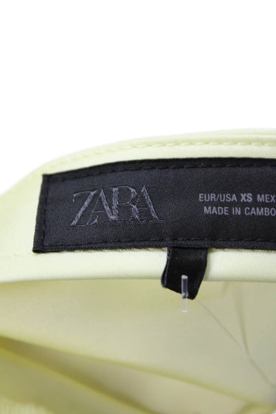 Zara Womens Elastic Waistband Satin Long A Line Skirt Yellow Size Extra Small