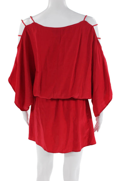 Karina Grimaldi Womens Silk Boat Neck Sleeveless Mini Dress Red Size M