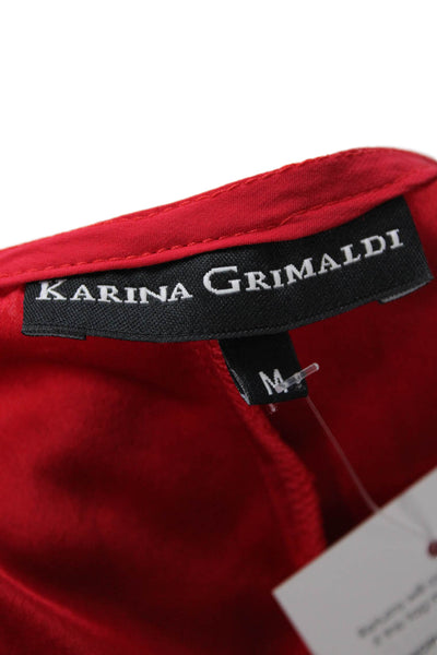 Karina Grimaldi Womens Silk Boat Neck Sleeveless Mini Dress Red Size M