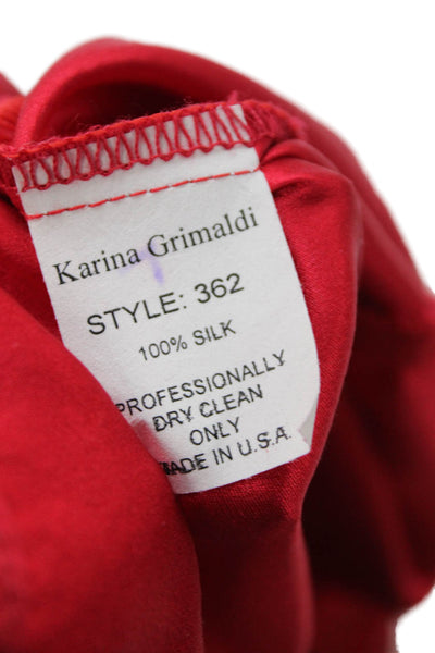 Karina Grimaldi Womens Silk Boat Neck Sleeveless Mini Dress Red Size M