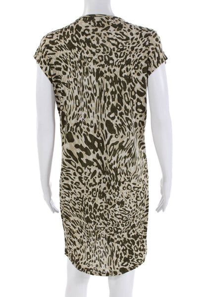 Michael Michael Kors Womens Sequined Camouflage T-Shirt Dress Beige Size S
