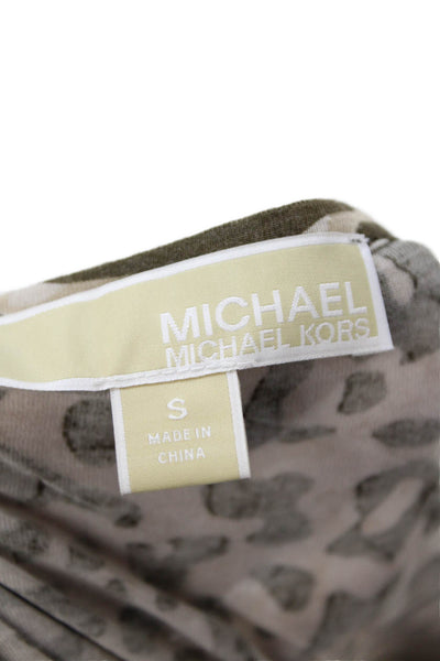 Michael Michael Kors Womens Sequined Camouflage T-Shirt Dress Beige Size S