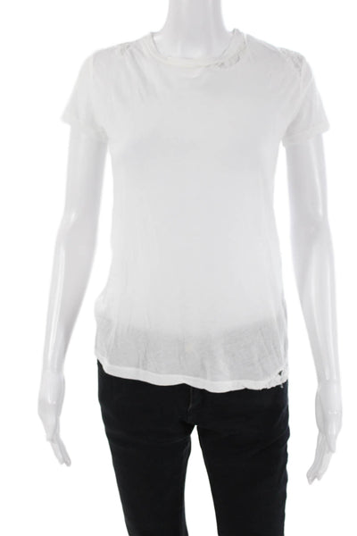 Stateside Womens Cotton Round Neck Short Sleeve Basic T-Shirt White Size S