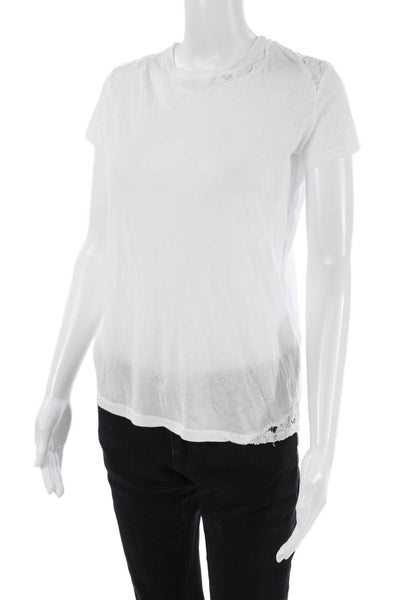 Stateside Womens Cotton Round Neck Short Sleeve Basic T-Shirt White Size S