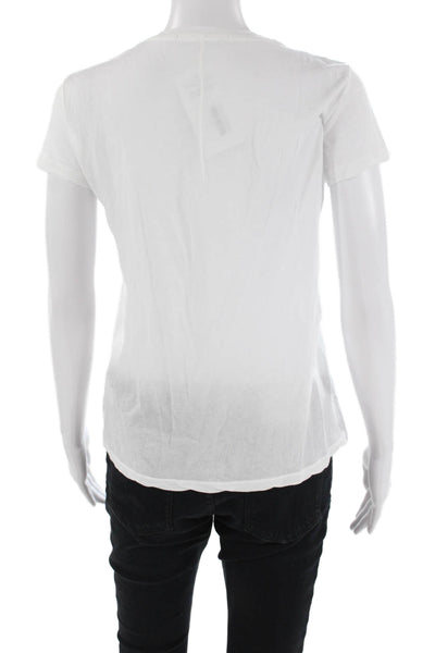 Stateside Womens Cotton Round Neck Short Sleeve Basic T-Shirt White Size S