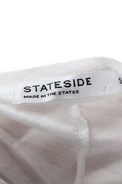 Stateside Womens Cotton Round Neck Short Sleeve Basic T-Shirt White Size S